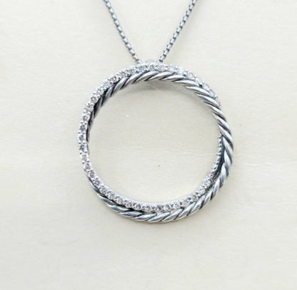    David Yurman Crossover Necklace Pave Diamond Circle