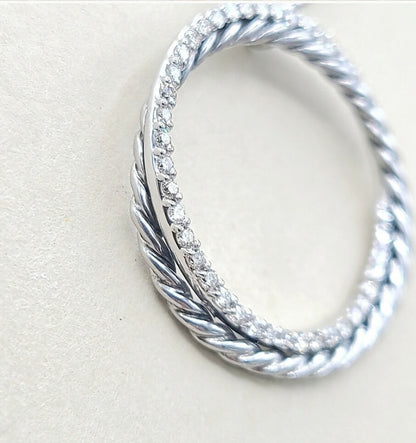    David Yurman Crossover Necklace Pave Diamond Circle