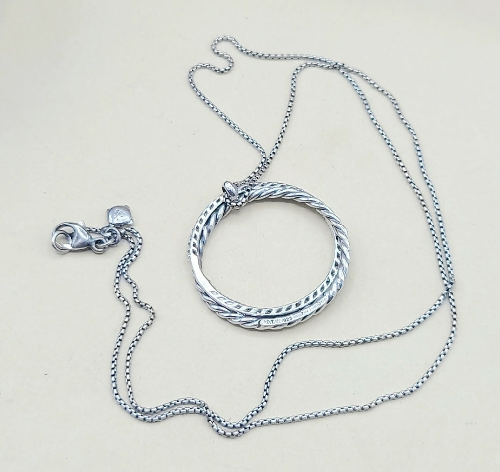    David Yurman Crossover Necklace Pave Diamond Circle