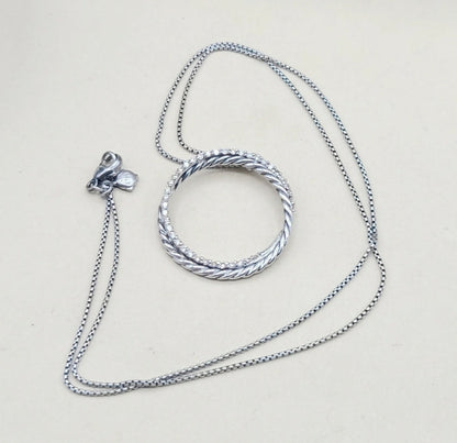    David Yurman Crossover Necklace Pave Diamond Circle