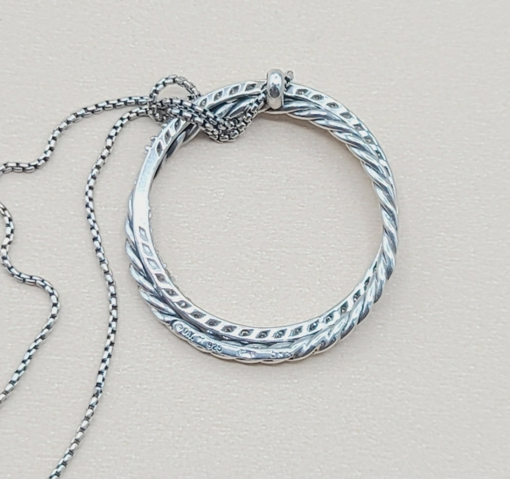    David Yurman Crossover Necklace Pave Diamond Circle
