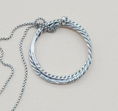    David Yurman Crossover Necklace Pave Diamond Circle