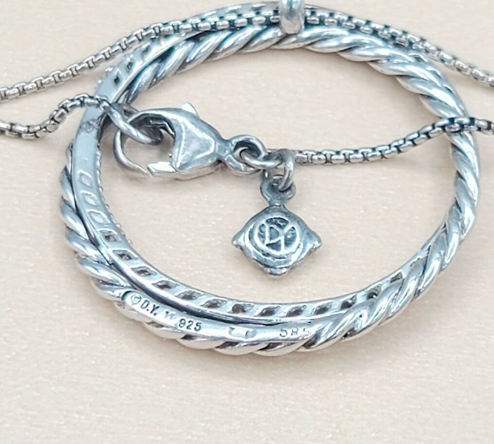    David Yurman Crossover Necklace Pave Diamond Circle