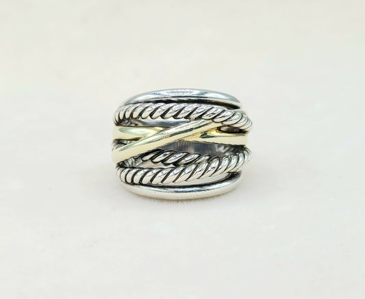    David Yurman Crossover Ring Wide with Gold