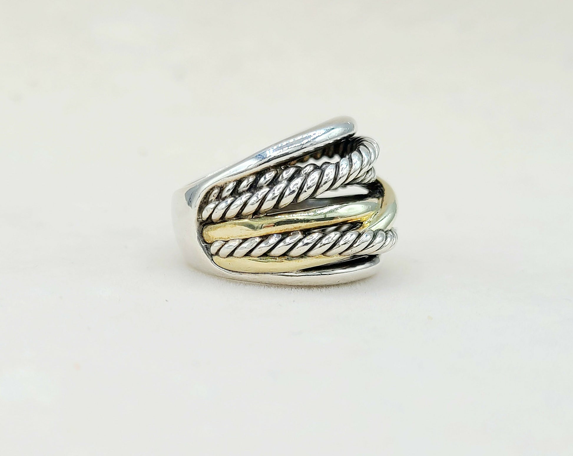    David Yurman Crossover Ring Wide with Gold