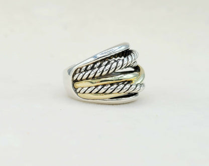    David Yurman Crossover Ring Wide with Gold