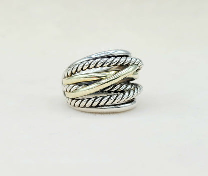    David Yurman Crossover Ring Wide with Gold