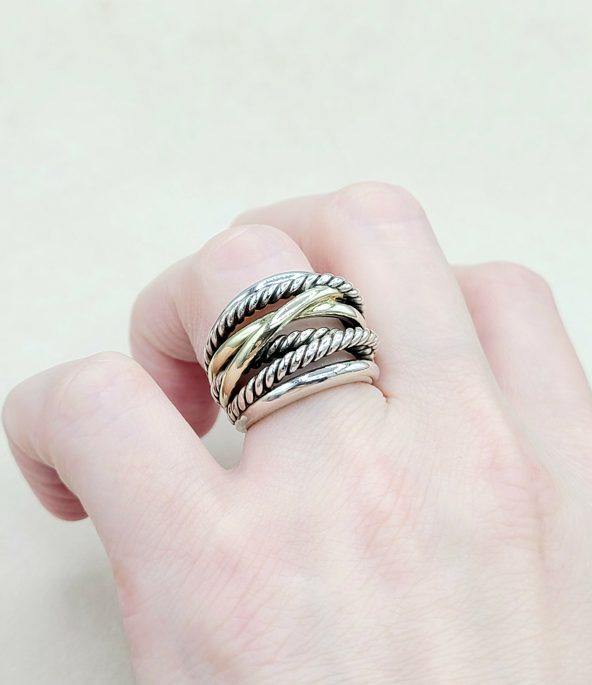    David Yurman Crossover Ring Wide with Gold