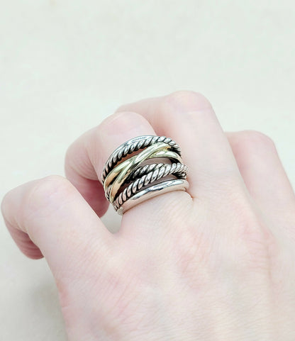    David Yurman Crossover Ring Wide with Gold