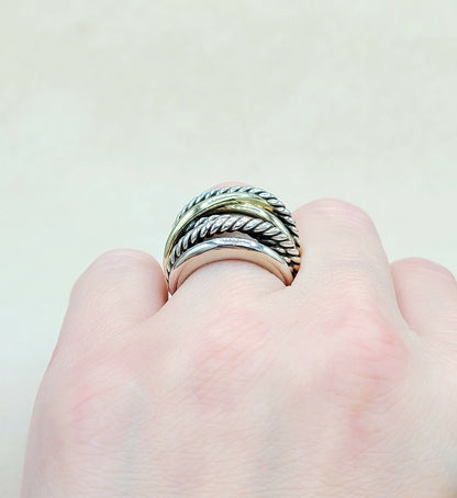    David Yurman Crossover Ring Wide with Gold