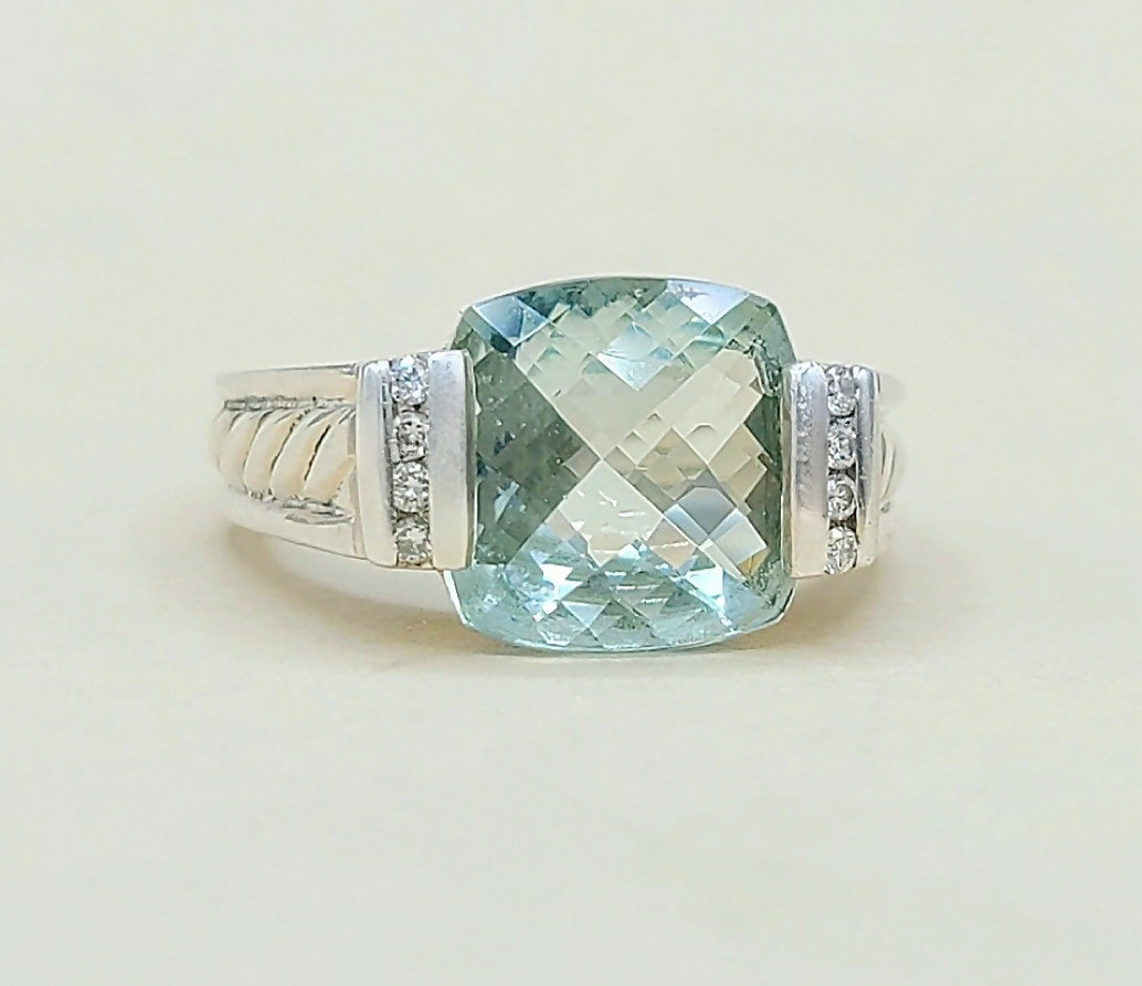    David Yurman Deco Ring – Prasiolite & Diamonds