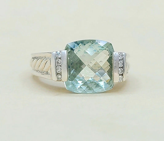    David Yurman Deco Ring – Prasiolite & Diamonds