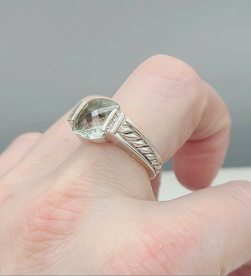    David Yurman Deco Ring – Prasiolite & Diamonds