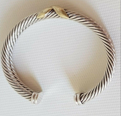    David Yurman Double Cable Bracelet 10mm Gold X Design