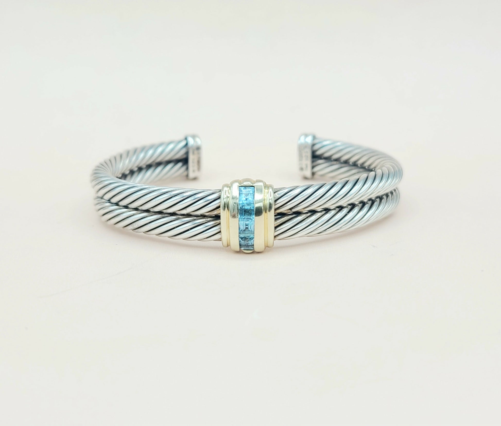    David Yurman Double Cable Renaissance Bracelet Blue Topaz