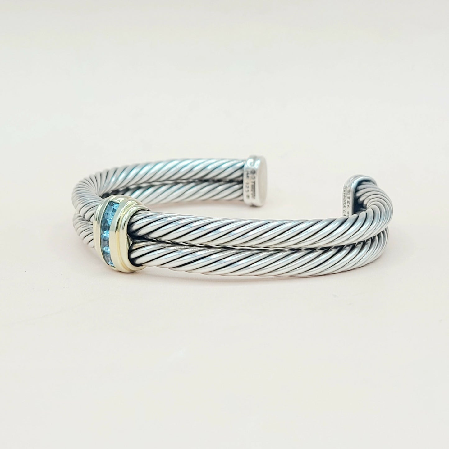    David Yurman Double Cable Renaissance Bracelet Blue Topaz