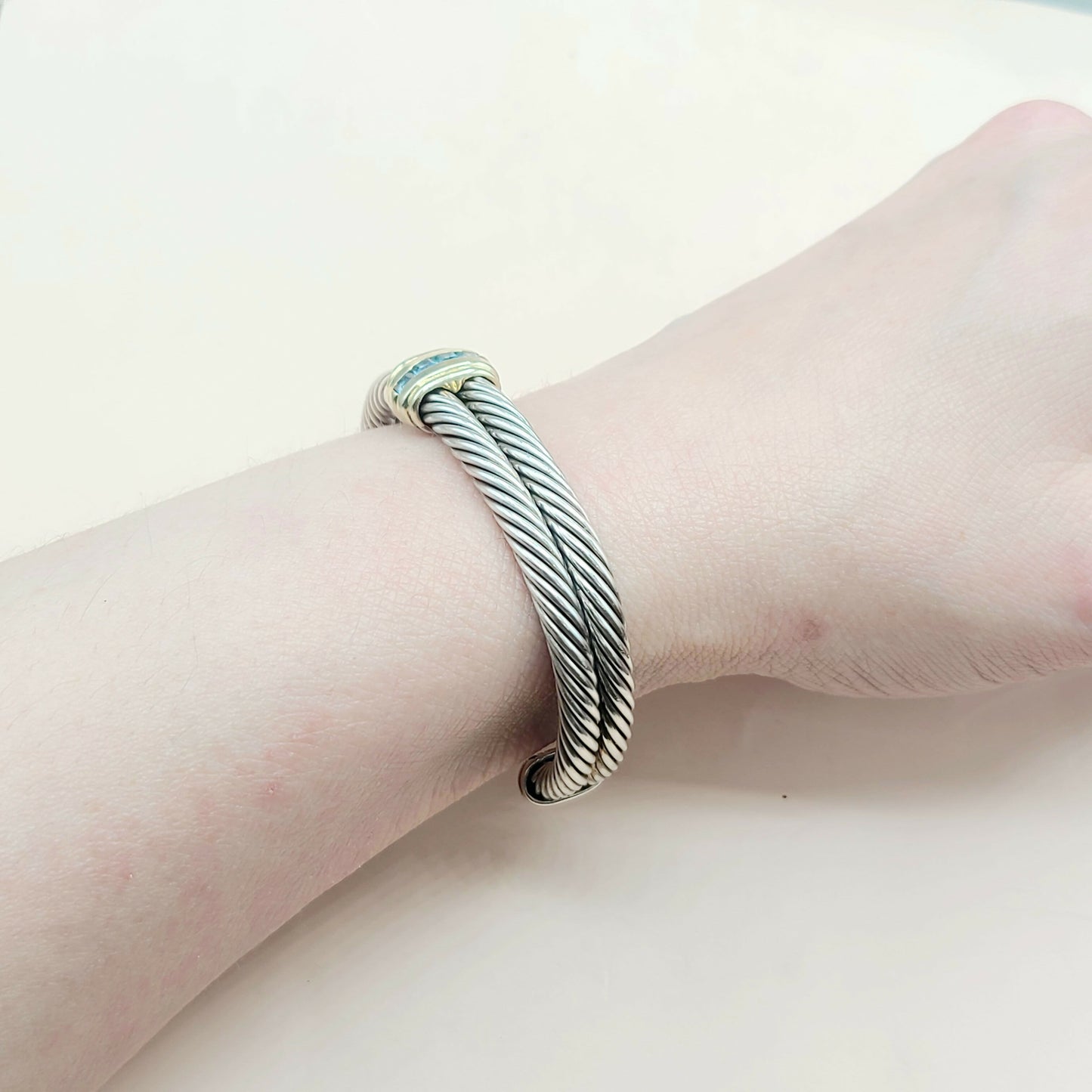    David Yurman Double Cable Renaissance Bracelet Blue Topaz
