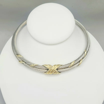    David Yurman Double Cable X Choker Necklace