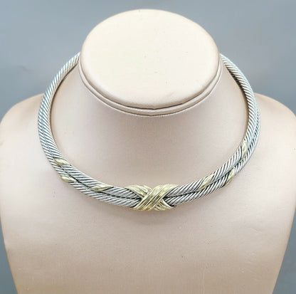    David Yurman Double Cable X Choker Necklace