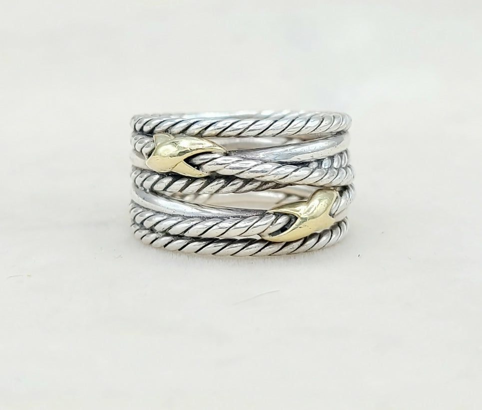    David Yurman Double X Crossover Ring 18K Gold