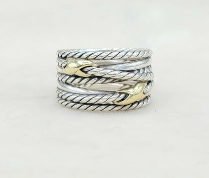    David Yurman Double X Crossover Ring 18K Gold