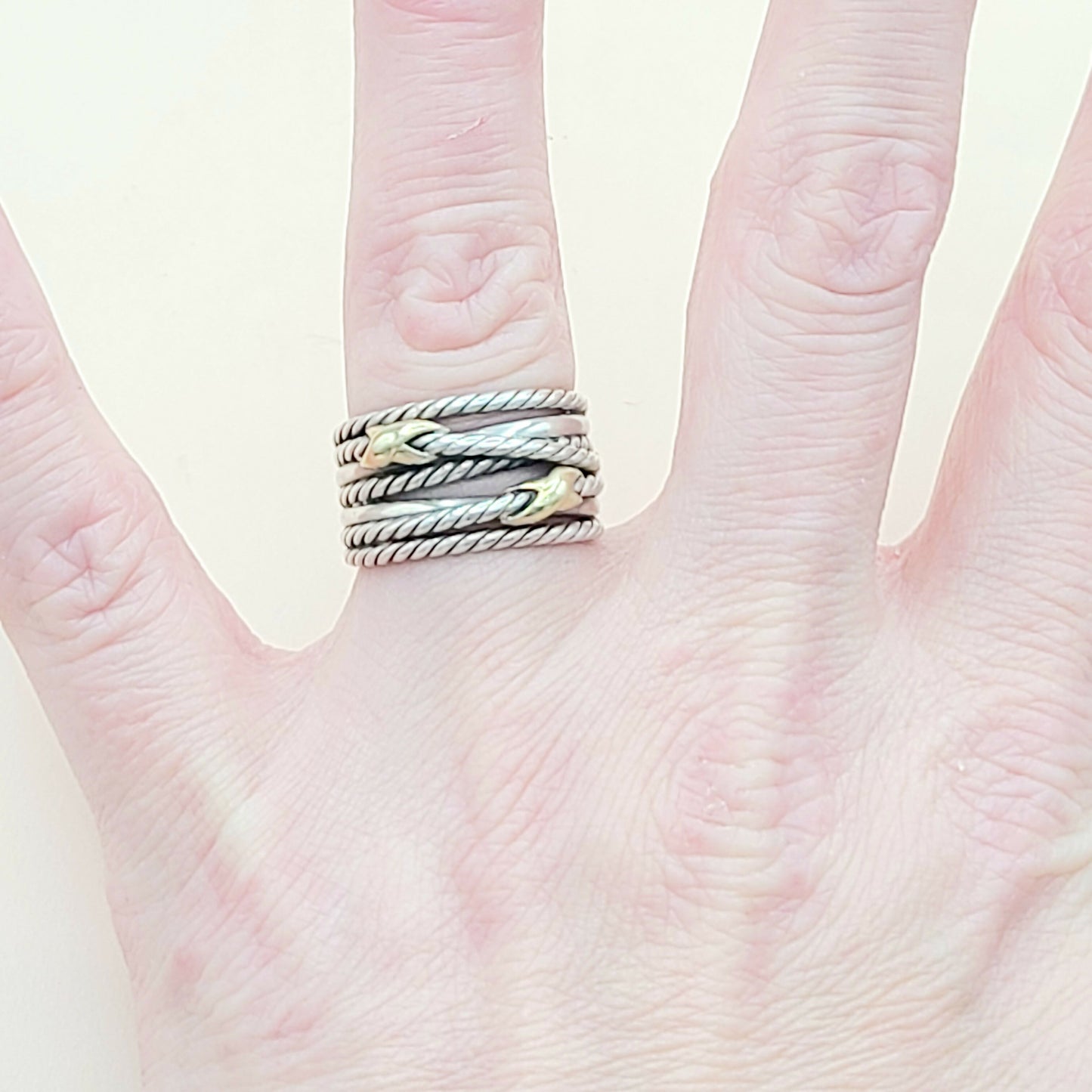    David Yurman Double X Crossover Ring 18K Gold