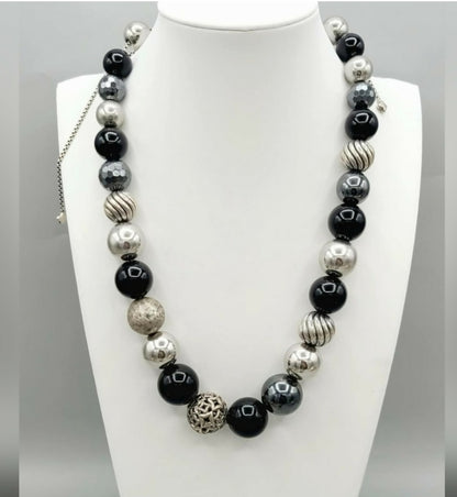   David Yurman Elements Bead Necklace – Black Onyx & Hematite