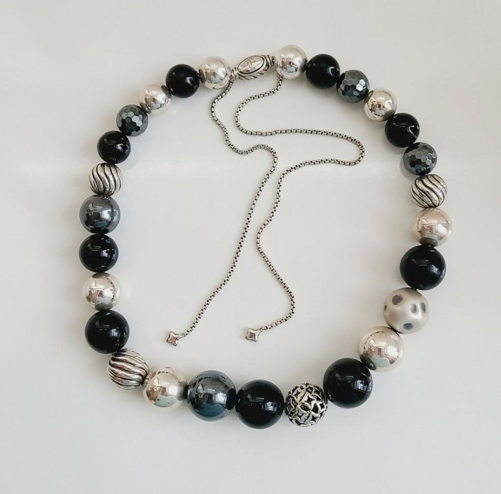    David Yurman Elements Bead Necklace – Black Onyx & Hematite