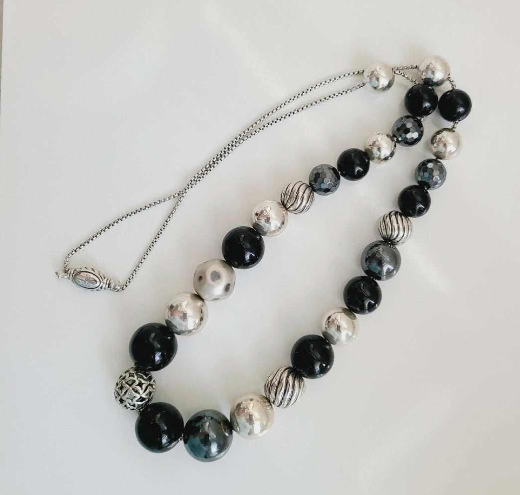    David Yurman Elements Bead Necklace – Black Onyx & Hematite