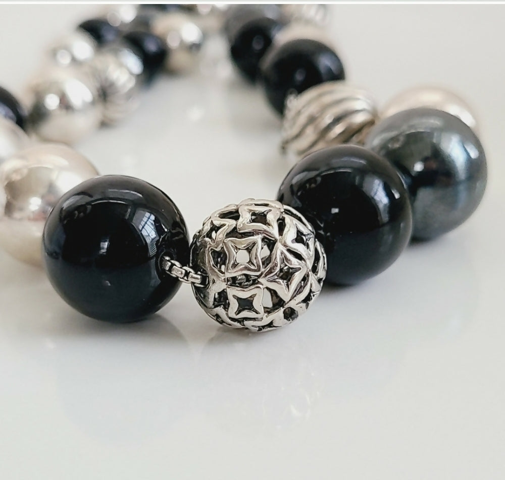    David Yurman Elements Bead Necklace – Black Onyx & Hematite