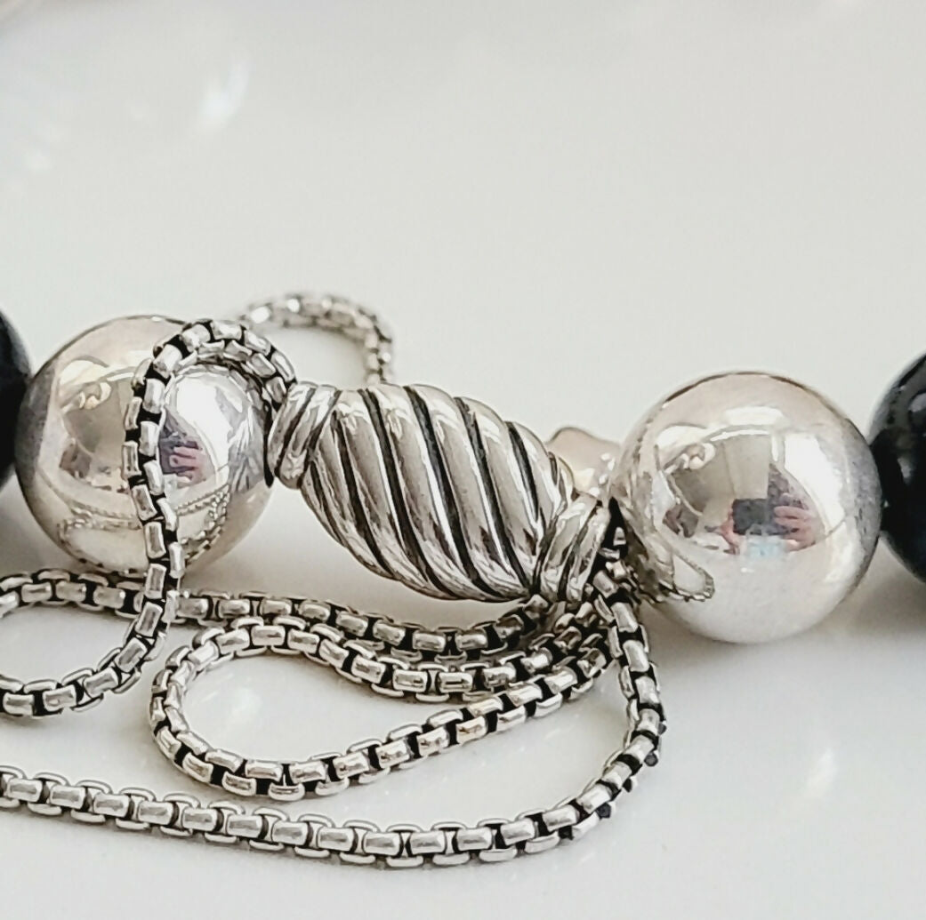    David Yurman Elements Bead Necklace – Black Onyx & Hematite
