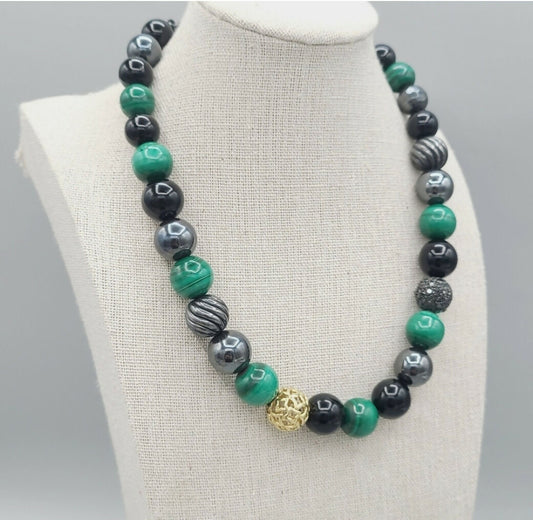    David Yurman Elements Bead Necklace – Gold & Diamonds