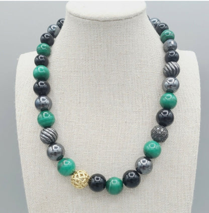    David Yurman Elements Bead Necklace – Gold & Diamonds