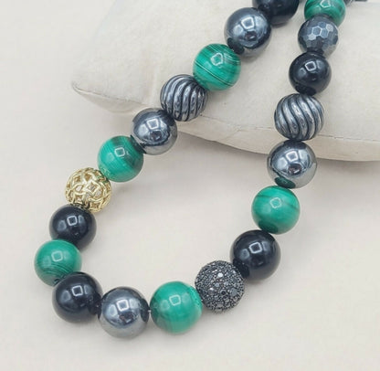    David Yurman Elements Bead Necklace – Gold & Diamonds