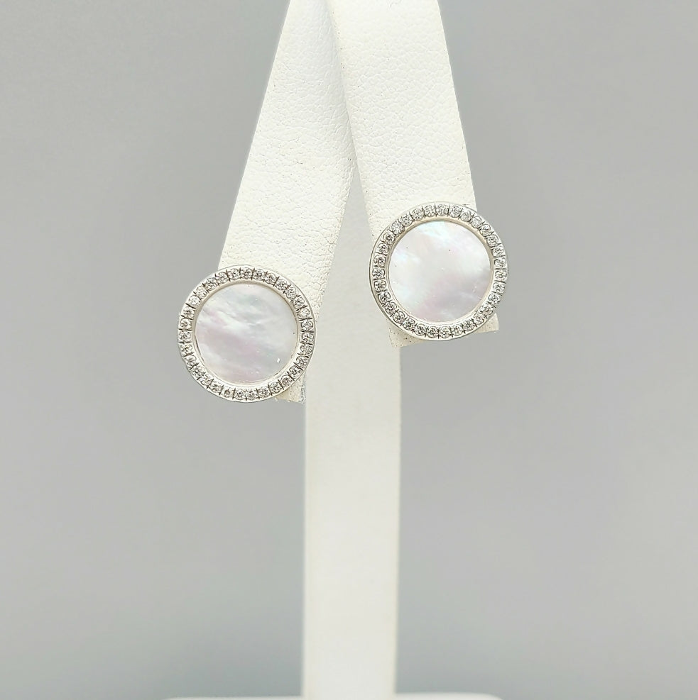    David Yurman Elements Earrings Mother of Pearl & Diamonds