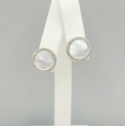    David Yurman Elements Earrings Mother of Pearl & Diamonds