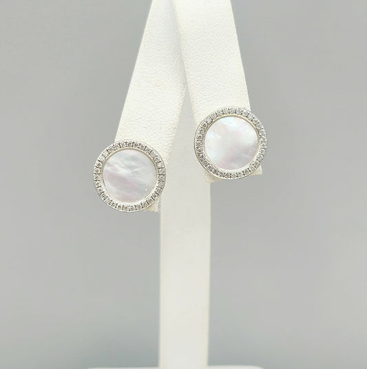    David Yurman Elements Earrings Mother of Pearl & Diamonds