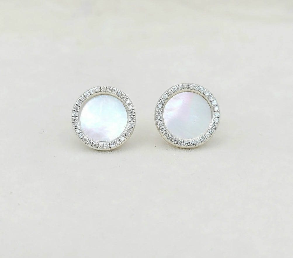    David Yurman Elements Earrings Mother of Pearl & Diamonds