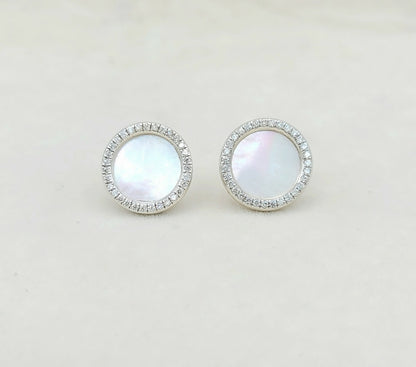    David Yurman Elements Earrings Mother of Pearl & Diamonds