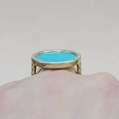    David Yurman Elements Ring Turquoise & Diamond 18K Gold