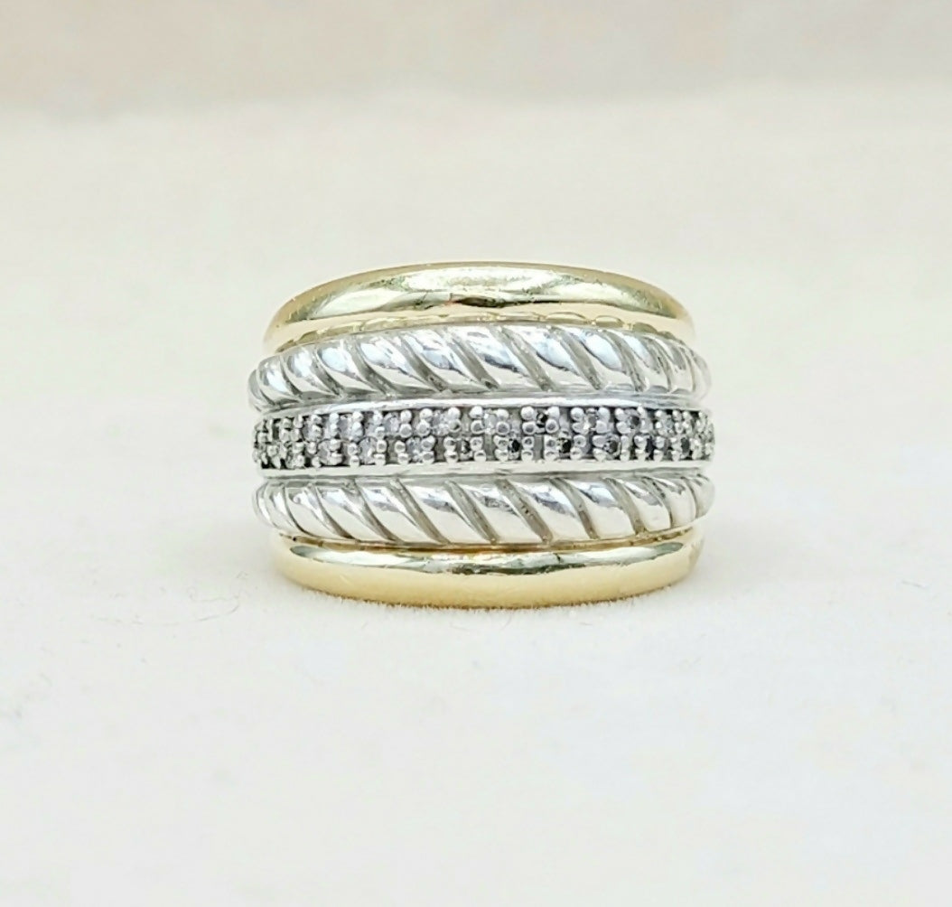    David Yurman Five Row Thoroughbred Diamond Ring