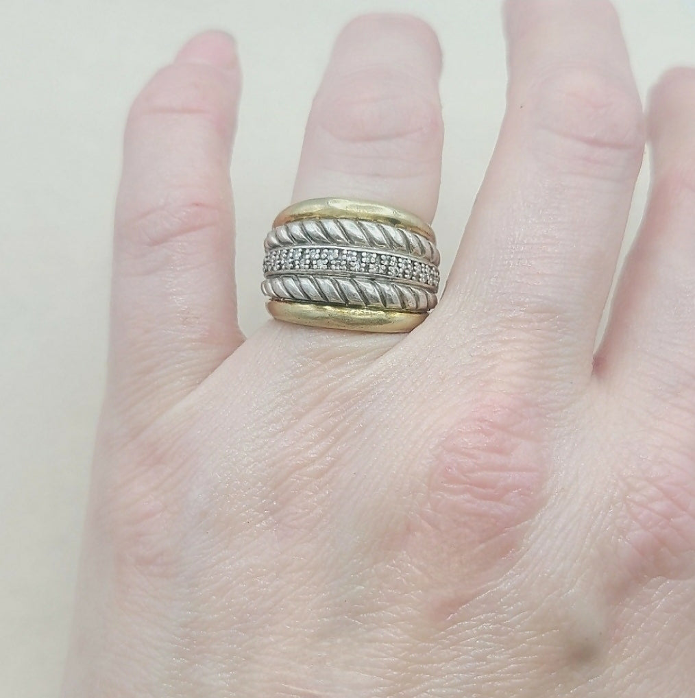    David Yurman Five Row Thoroughbred Diamond Ring