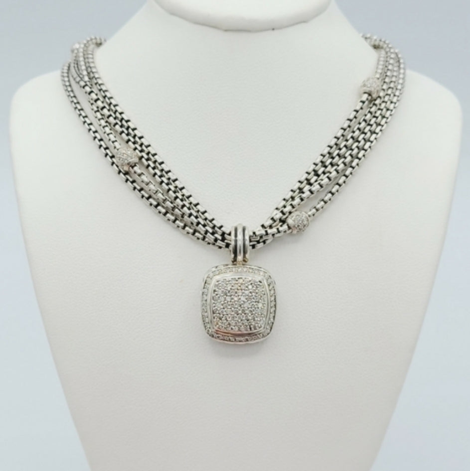    David Yurman Four Row Box Chain Necklace – Diamonds