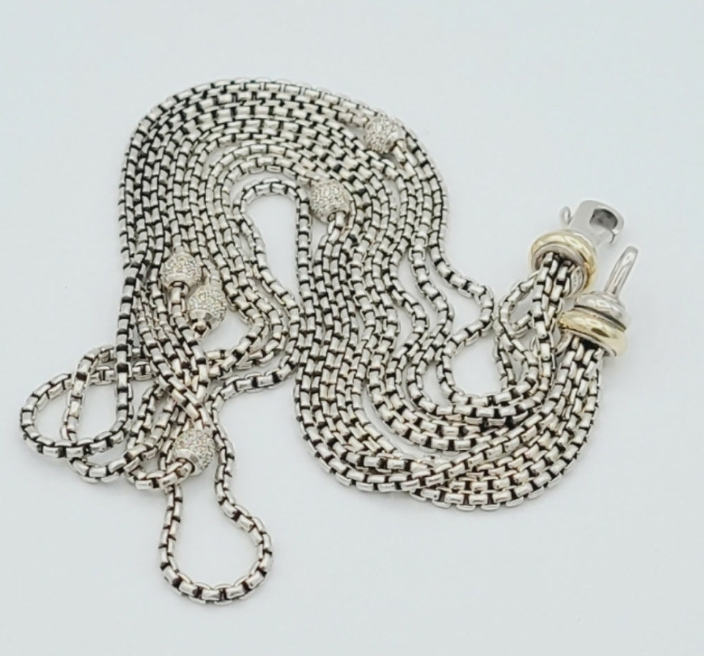    David Yurman Four Row Box Chain Necklace – Diamonds