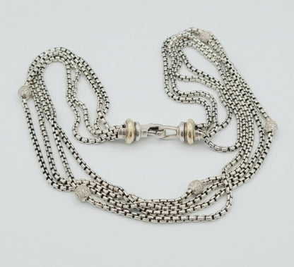    David Yurman Four Row Box Chain Necklace – Diamonds