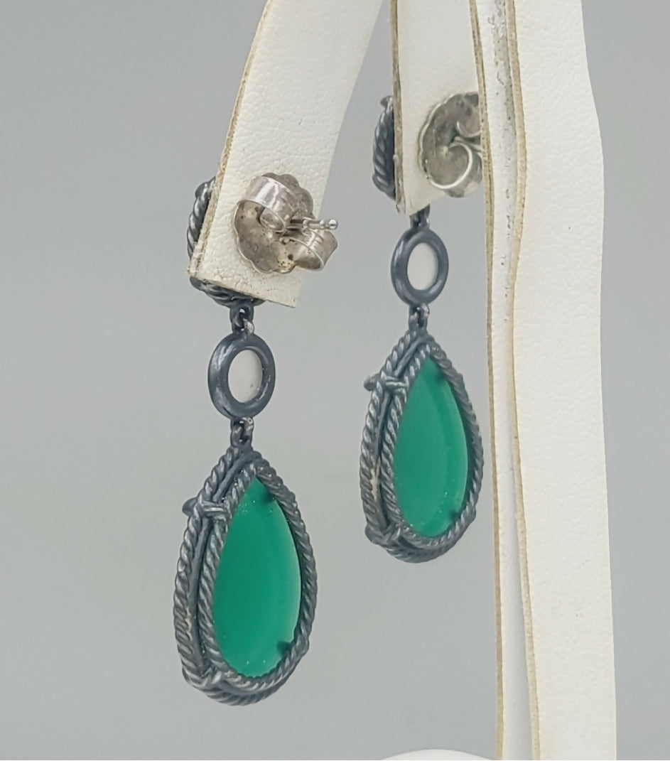    David Yurman Grisaille Triple Drop Earrings – Green Onyx