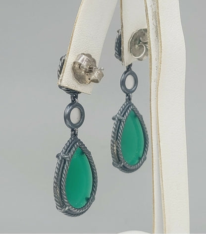    David Yurman Grisaille Triple Drop Earrings – Green Onyx