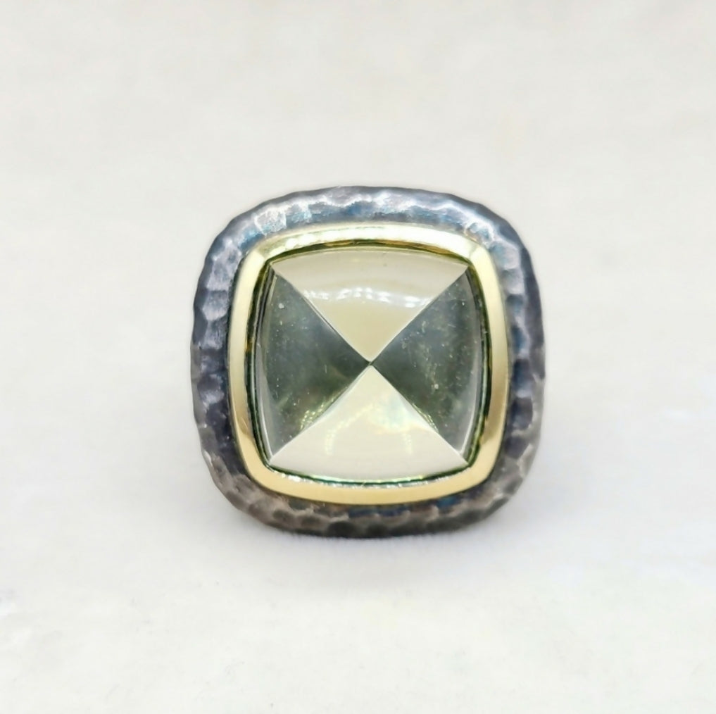    David Yurman Hammered Albion Ring – Lemon Citrine & Gold