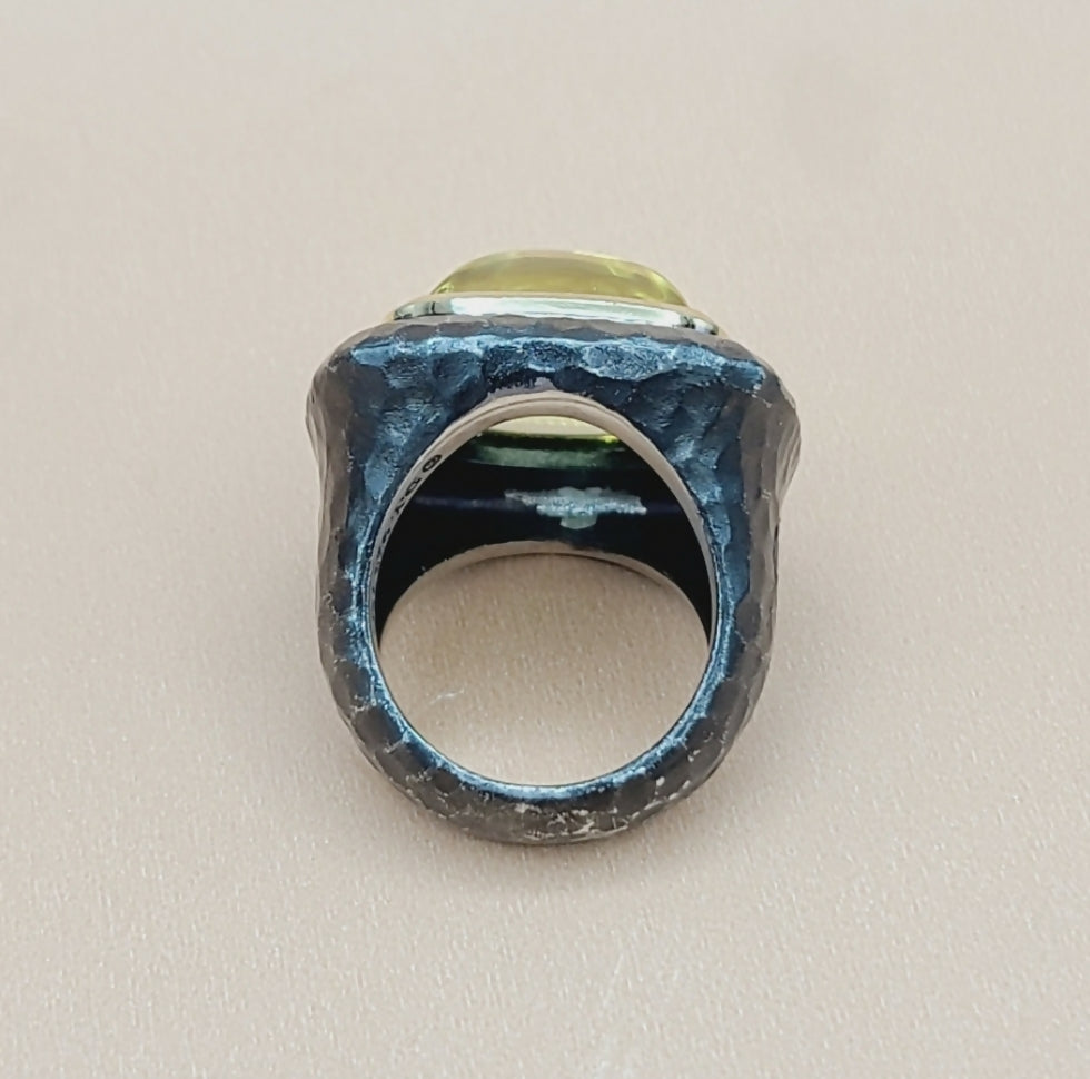    David Yurman Hammered Albion Ring – Lemon Citrine & Gold