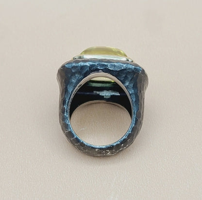    David Yurman Hammered Albion Ring – Lemon Citrine & Gold